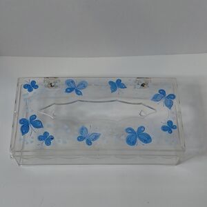 Vintage Clear Butterfly Accents Tissue Holder